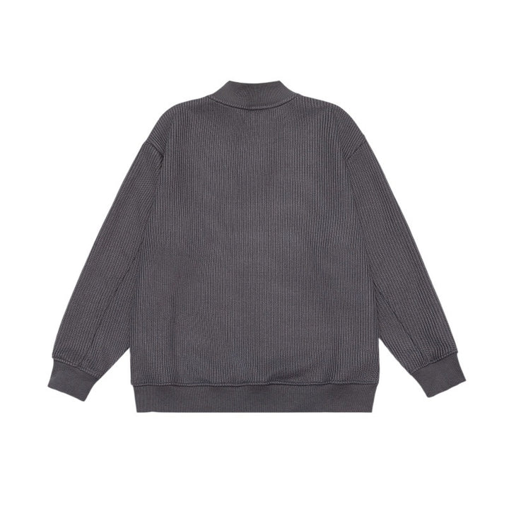 Unisex Feinstrukturiertes Mockneck-Sweatshirt mit Halbzip und eingearbeiteter Hemdblende Echoarchiv