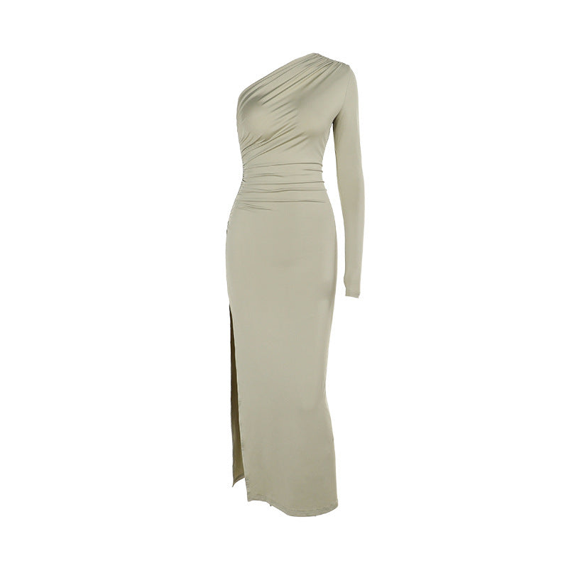 Damen elegantes One-Shoulder Maxikleid mit hohem Schlitzausschnitt Echo Archiv