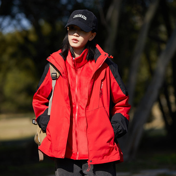 Damen zweilagige Softshell‑Outdoorjacke mit abnehmbarem Fleece‑Innenlayer und Kapuze Echoarchiv