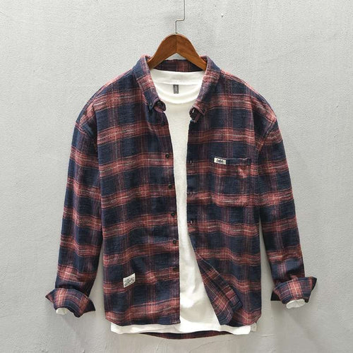 Herren Legeres Karo-Flanell-Overshirt aus weichem Baumwollmix mit Brusttasche Echoarchiv