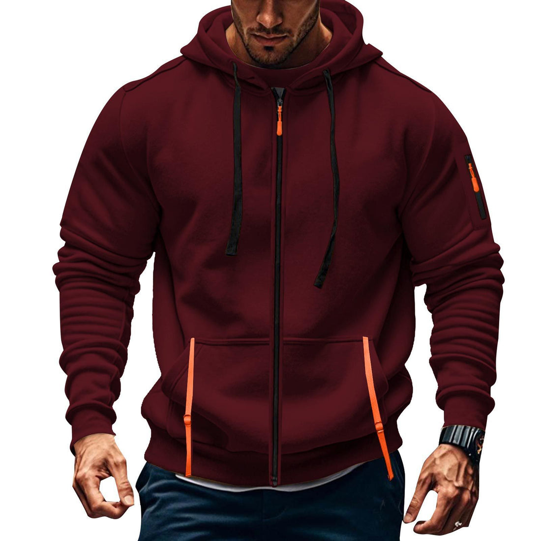 Herren sportlicher Kapuzenpulli mit praktischen Taschen – Cavarno