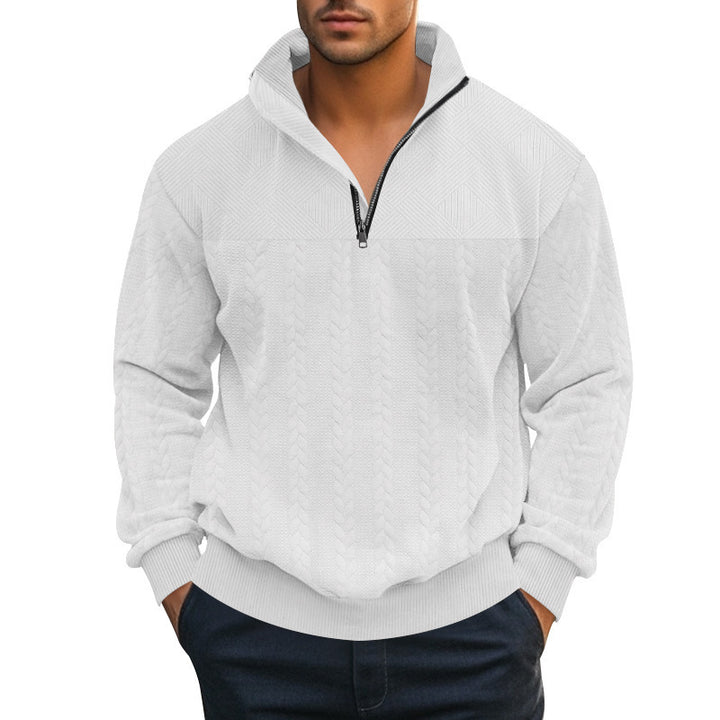 Herren Grobstrickpullover mit halbem Reißverschluss und strukturiertem Design Echoarchiv