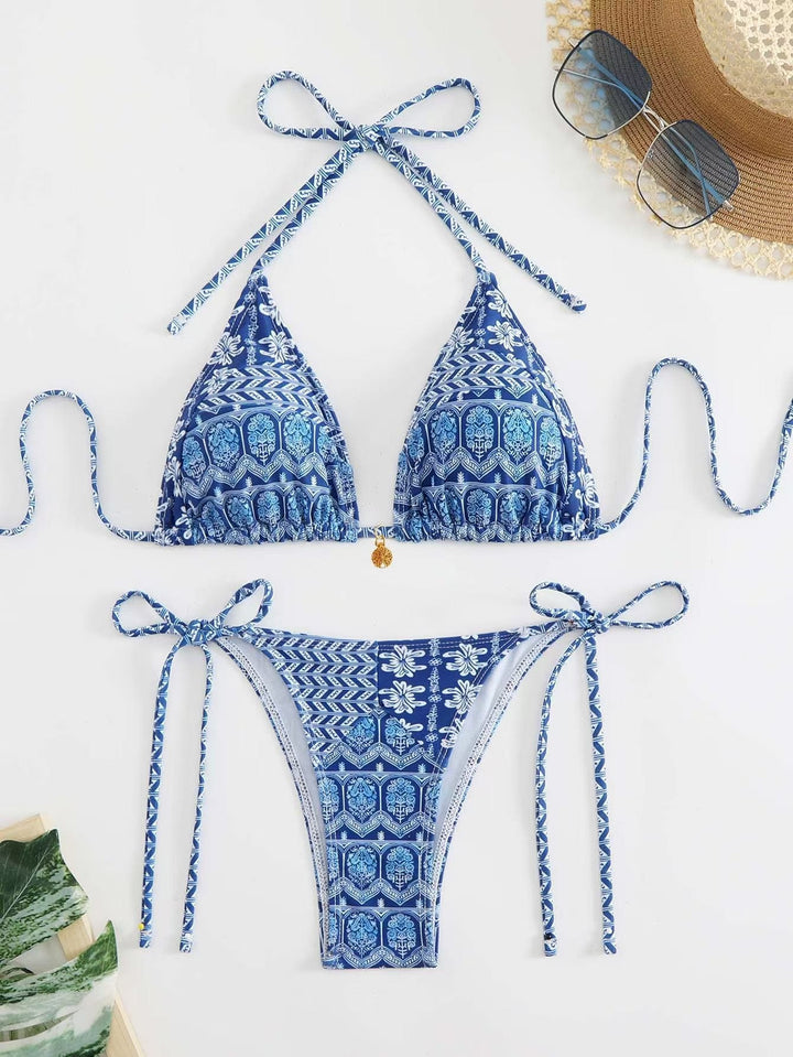 Damen Triangel-Bikini-Set mit verspieltem Blumenmuster Echoarchiv