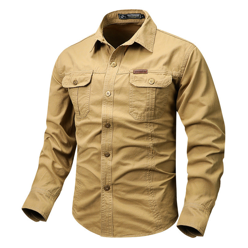 Herren nan lässiges militärisches Hemd mit Brusttaschen und Baumwoll-Twill Echo Archiv