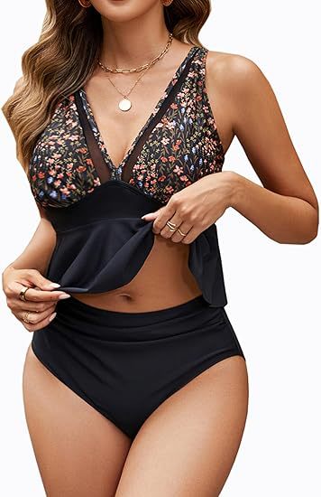 Damen Fließender Peplum-Badeanzug Echo Archiv