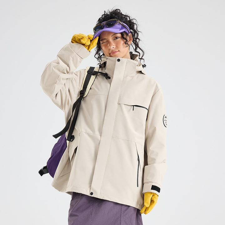 Herren Wasserdichte Outdoor-Softshelljacke mit Kapuze, hohem Stehkragen & Reißverschlusstaschen Echoarchiv