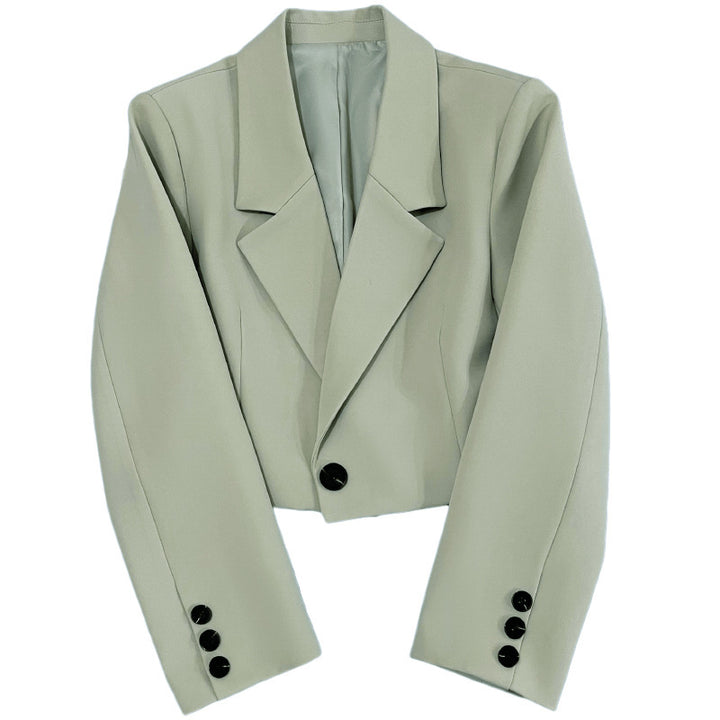 Damen nan kurzer taillierter Blazer mit markantem Revers und Ein-Knopf-Verschluss Echo Archiv
