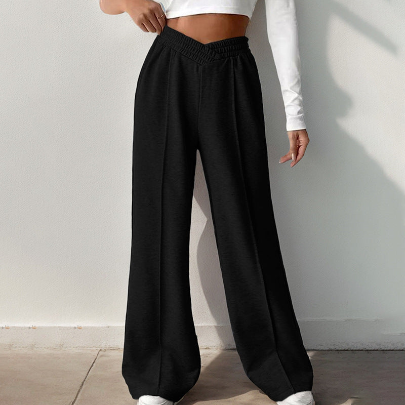 Damen Weite Sweatpants mit V-förmigem Taillenbund – Avérine