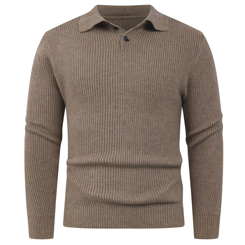 Herren Strickpullover mit modernem Polokragen und funktionalem Knopfverschluss Echoarchiv
