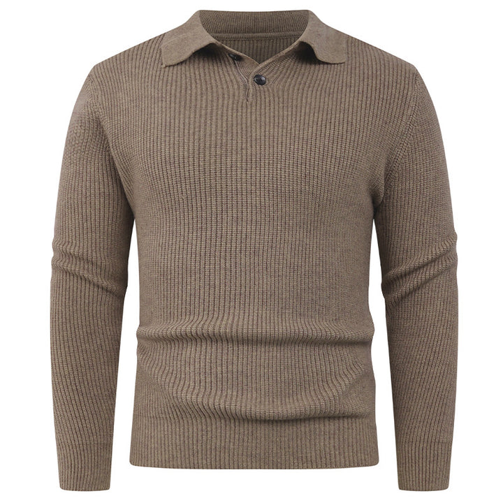 Herren Strickpullover mit modernem Polokragen und funktionalem Knopfverschluss Echoarchiv