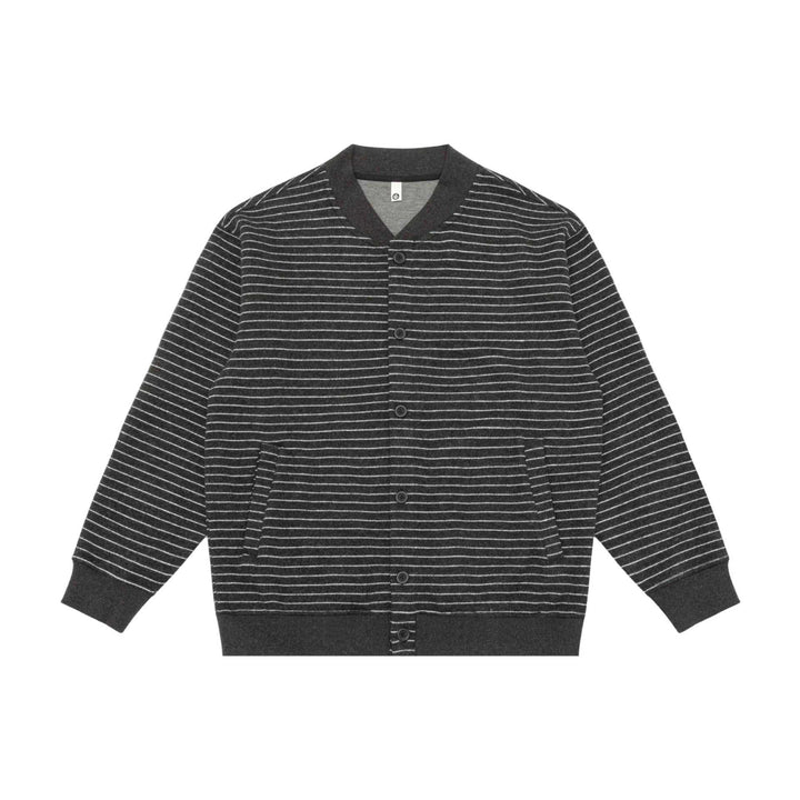 Herren Gestreifte Strick-Cardigan-Jacke mit V‑Ausschnitt und gerippten Bündchen Echoarchiv