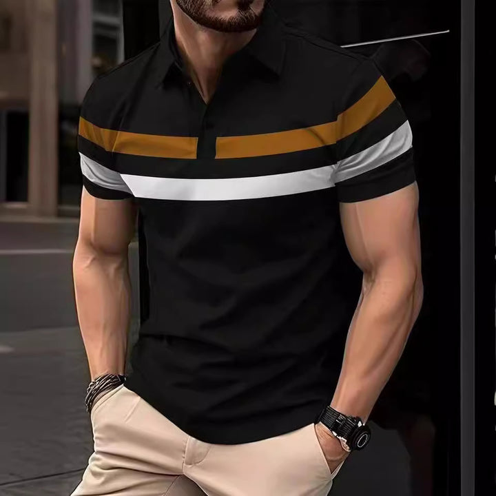 Herren Polohemd mit modernem Farbblockdesign und atmungsaktiven Materialien Echoarchiv