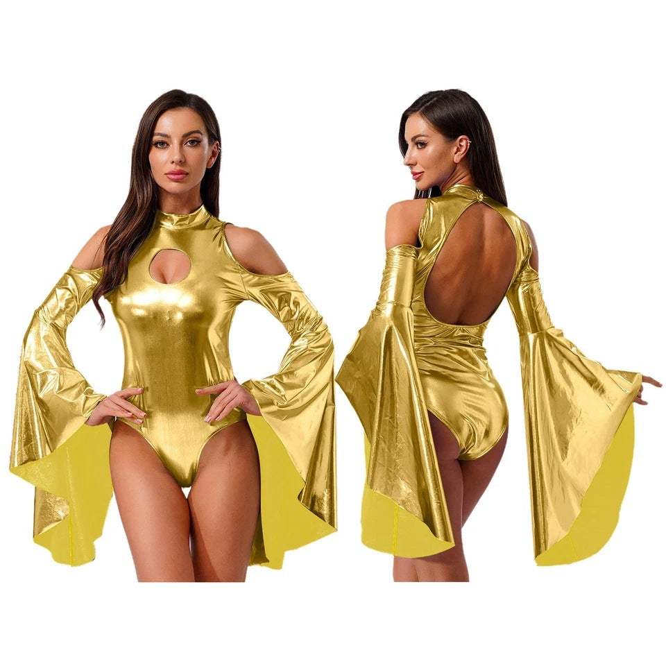 Damen Body mit schulterfreien Ärmeln und glamourösem Glanz Echo Archiv