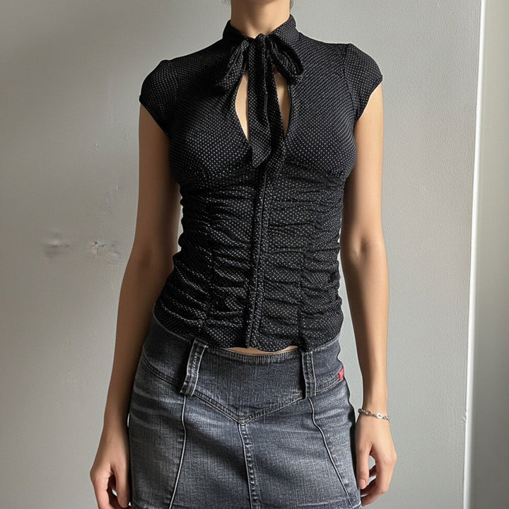 Damen Elegantes Rüschenshirt mit schickem Bindeband Echo Archiv
