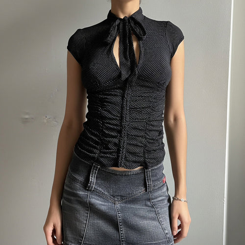 Damen Elegantes Rüschenshirt mit schickem Bindeband Echo Archiv