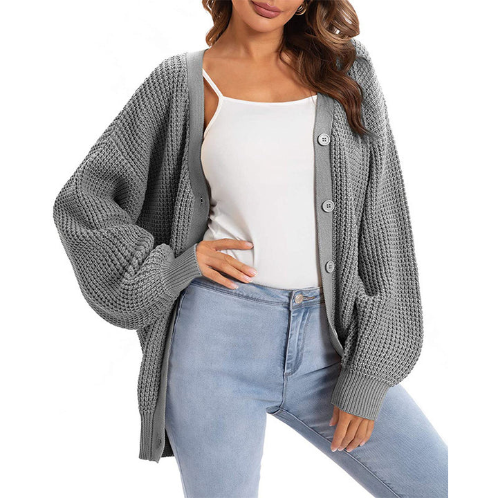 Damen nan Oversize Strickcardigan mit Ballonärmeln und großzügiger Knopfleiste Echo Archiv
