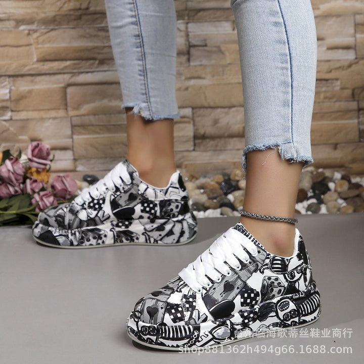 Damen modische High-Top Sneakers mit buntem Grafikdesign Echo Archiv
