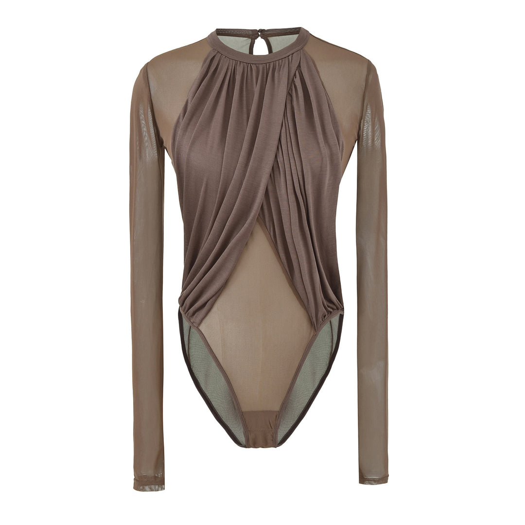 Damen Drapiertes Mesh-Body mit geraffter Vorderpartie Echoarchiv