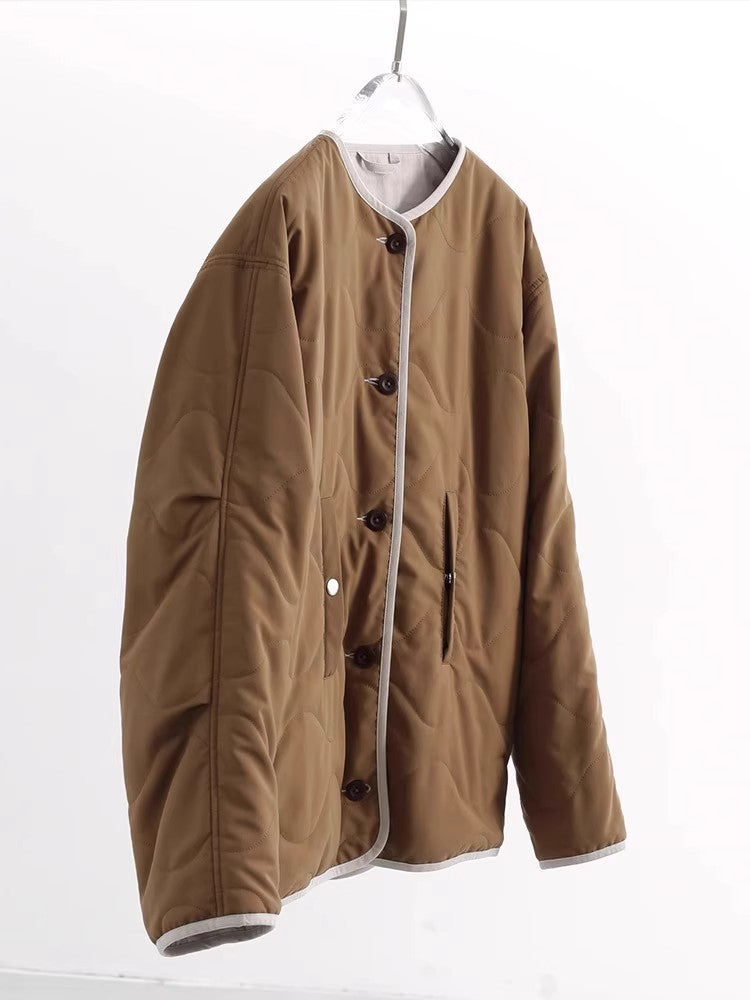 Damen Steppjacke ohne Kragen mit Oversize‑Silhouette und Kontrastpaspel Echo Archiv