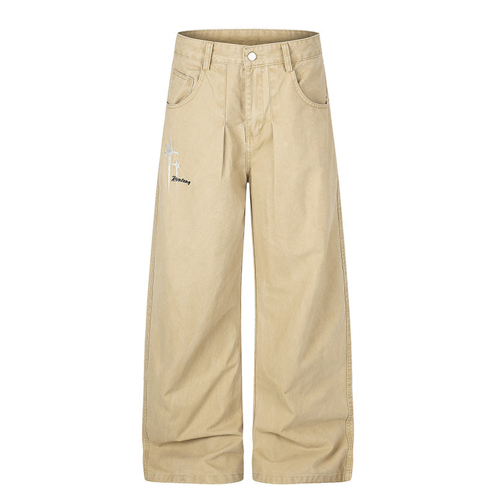 Damen Highwaist Culotte-Jeans mit weitem Bein, hoher Taille und dezenter Stern-Applikation Echoarchiv