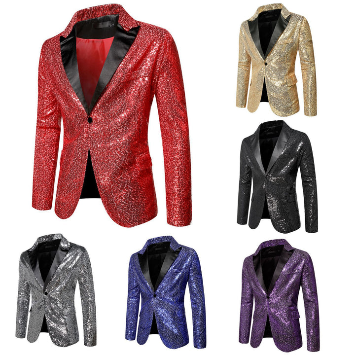 Herren extravagante Glitzer-Smokingjacke mit schwarzem Satinrevers Echoarchiv