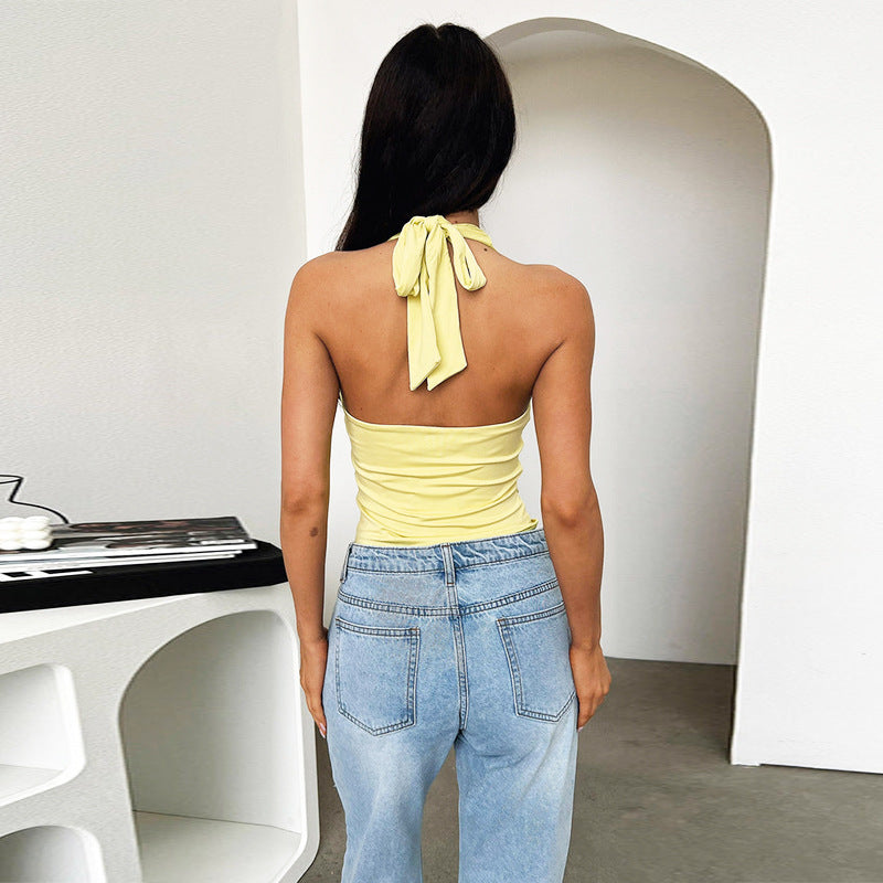 Damen Haltertop mit tiefem V-Ausschnitt und figurbetontem Design Echo Archiv