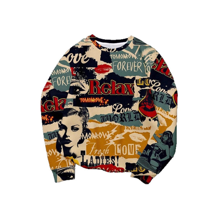 Damen Lässiger Sweatshirt mit kreativem Grafikdruck Echoarchiv