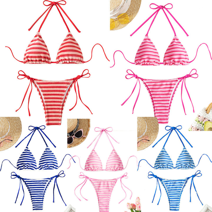 Damen gestreiftes Bikini-Set mit verstellbaren Trägern Echo Archiv