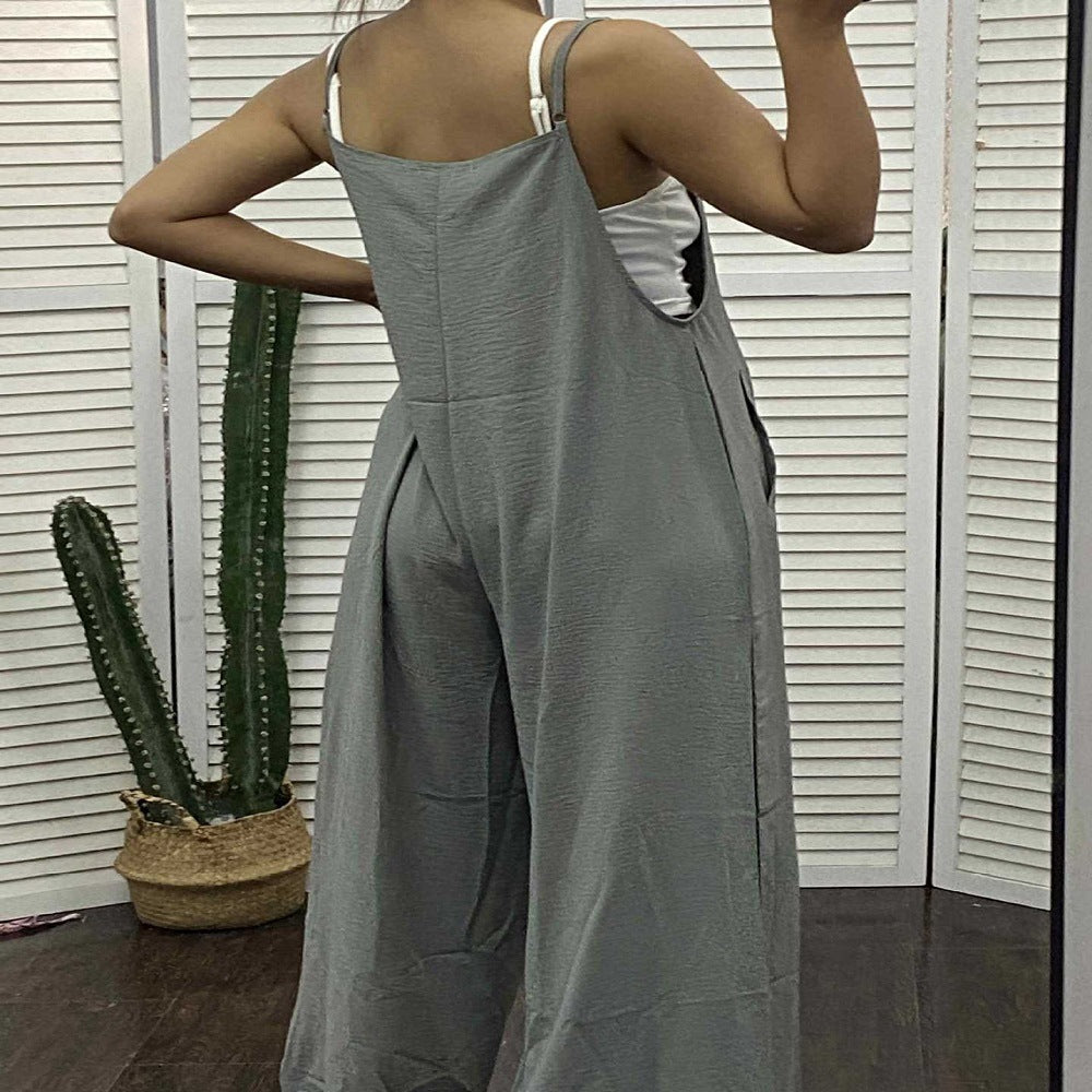 Damen Lässiger Jumpsuit mit weitem Bein und praktischen Taschen Echoarchiv
