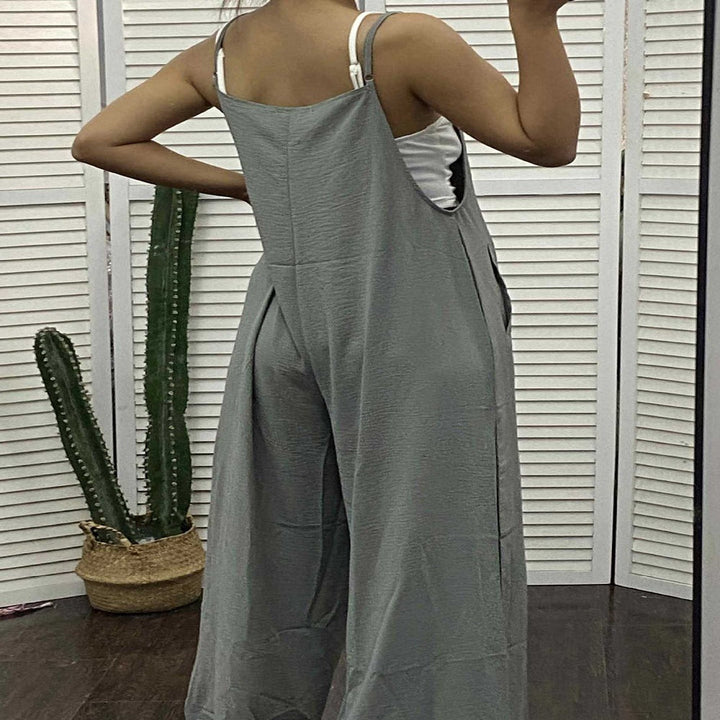 Damen Lässiger Jumpsuit mit weitem Bein und praktischen Taschen Echoarchiv