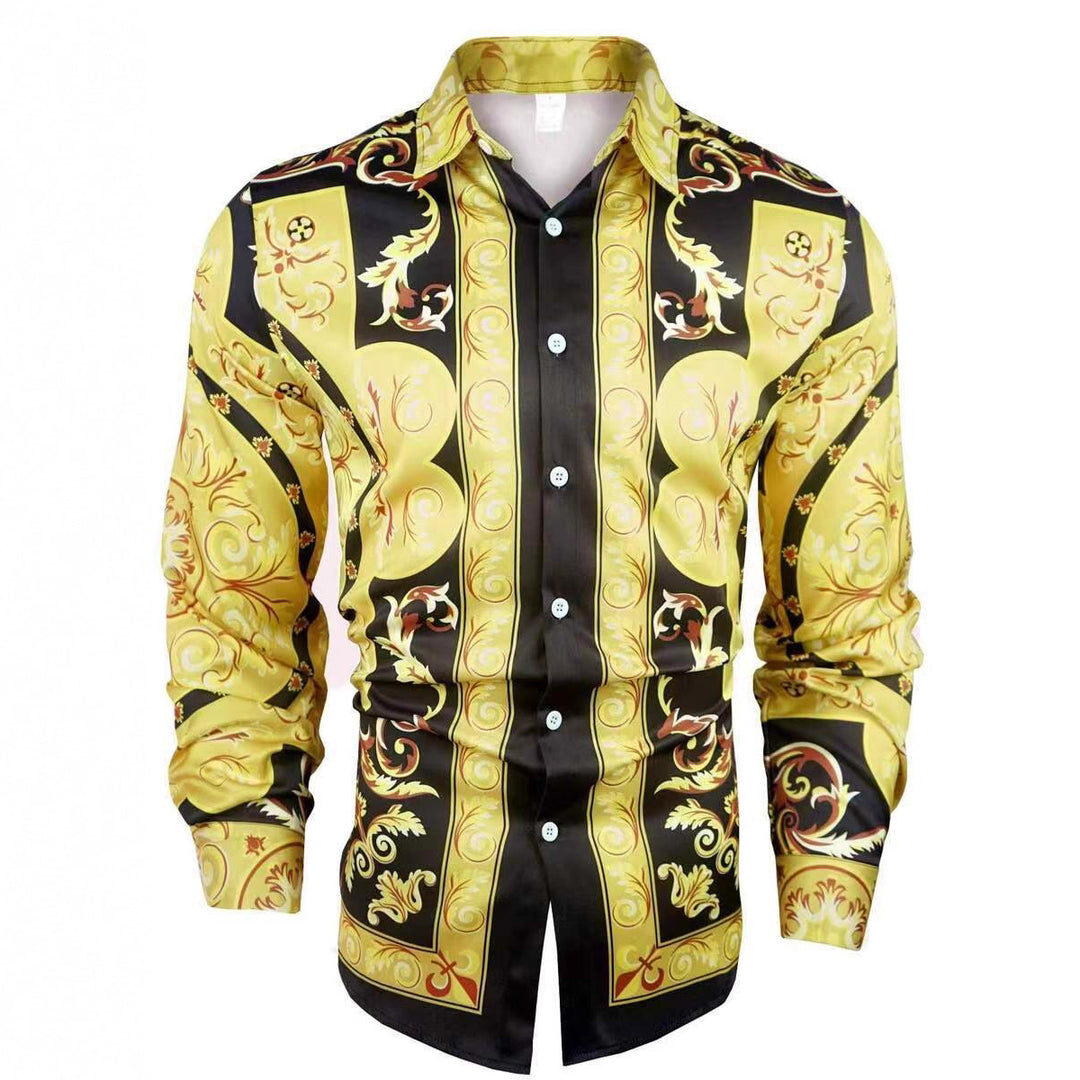 Herren Elegantes Langarmhemd mit auffälligem Druckdesign Echoarchiv