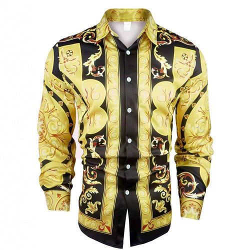 Herren Elegantes Langarmhemd mit auffälligem Druckdesign Echoarchiv
