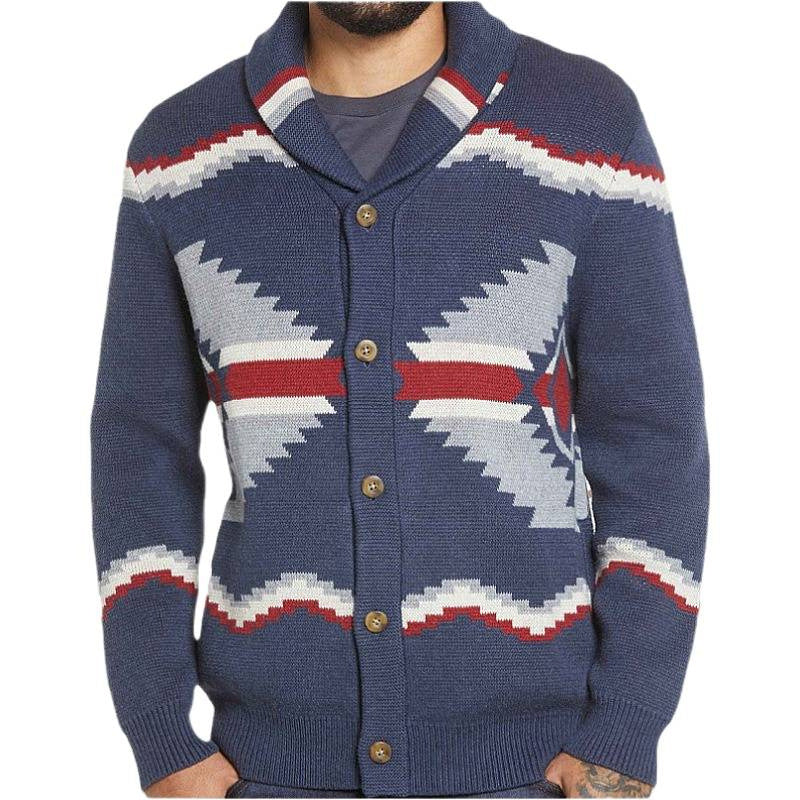 Herren Strickjacke im modernen Ethno-Design mit praktischen Knöpfen Echoarchiv