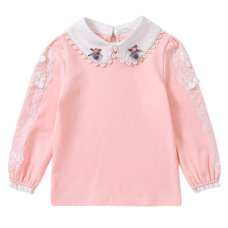 Mädchen Bluse mit elegantem Spitzenkragen und filigranen Akzenten Echo Archiv