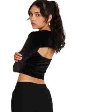 Damen Cropped Langarmoberteil mit innovativem Cut-Out-Design Echo Archiv