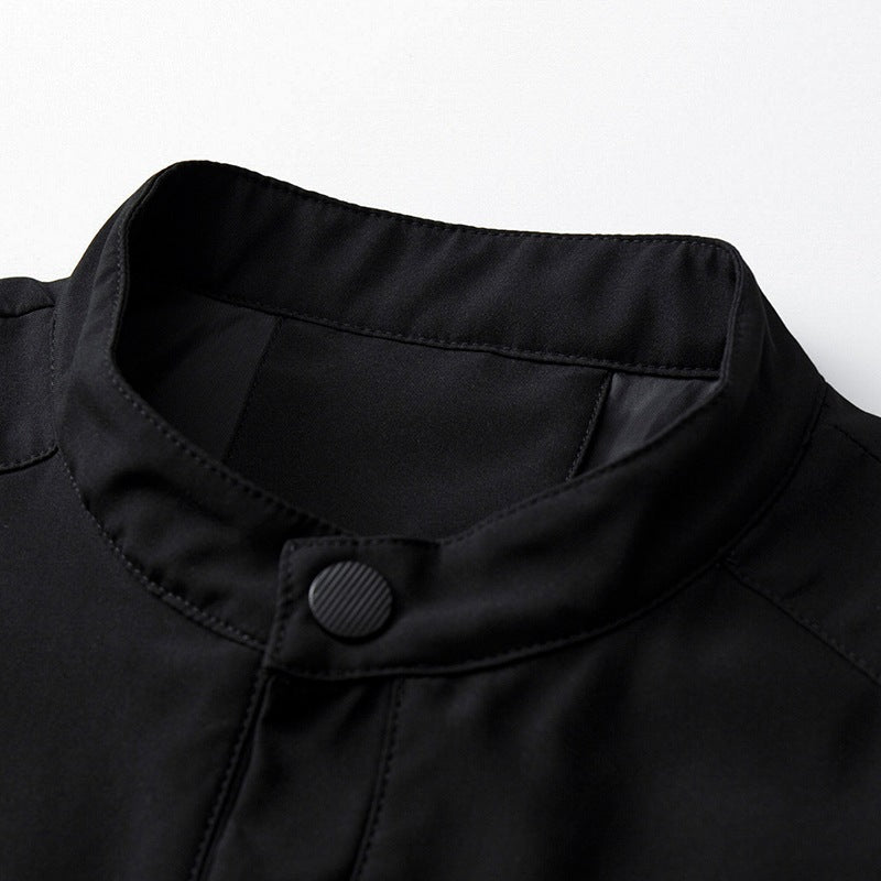 Herren Clean-Cut Stehkragen-Bomberjacke aus windabweisendem Material mit Druckknopfleiste Echoarchiv