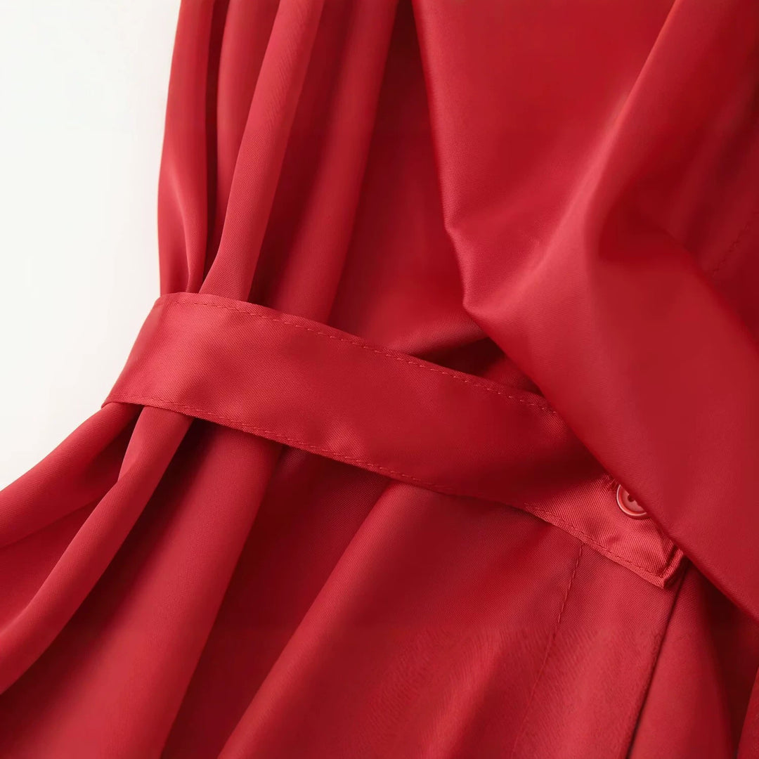 Damen Bluse mit Taillengürtel, V-Ausschnitt und langen Ärmeln Echo Archiv