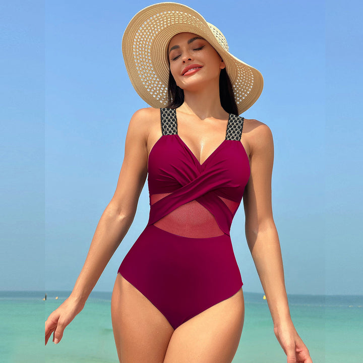 Damen Einteiliger Badeanzug mit stylishen Mesh-Elementen Echo Archiv