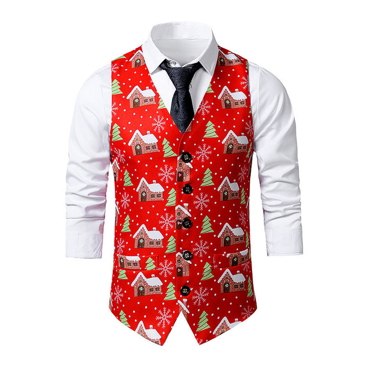 Herren Festtagsweste mit lebhaftem Weihnachtsdesign Echoarchiv