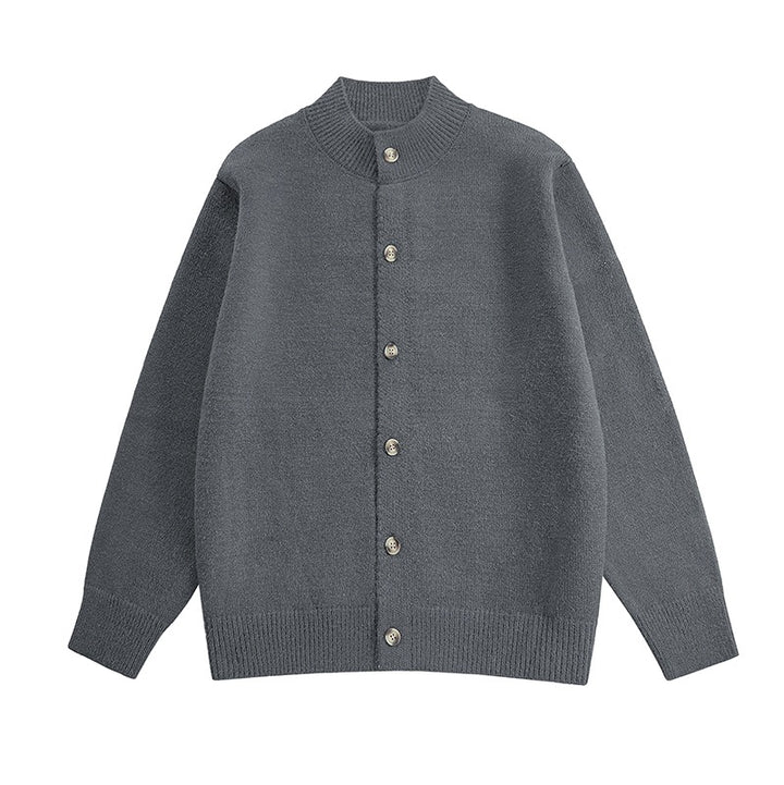 Herren Grobstrick-Cardigan mit Stehkragen, durchgehender Knopfleiste & gerippten Abschlüssen Echoarchiv