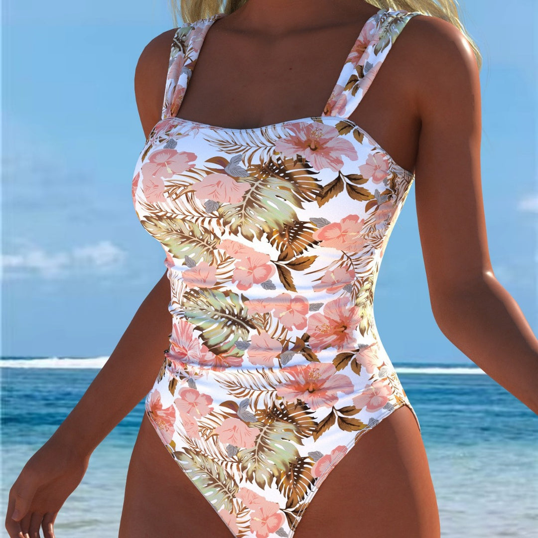 Damen Einteiliger Badeanzug mit floralen Akzenten und breiten Trägern Echo Archiv