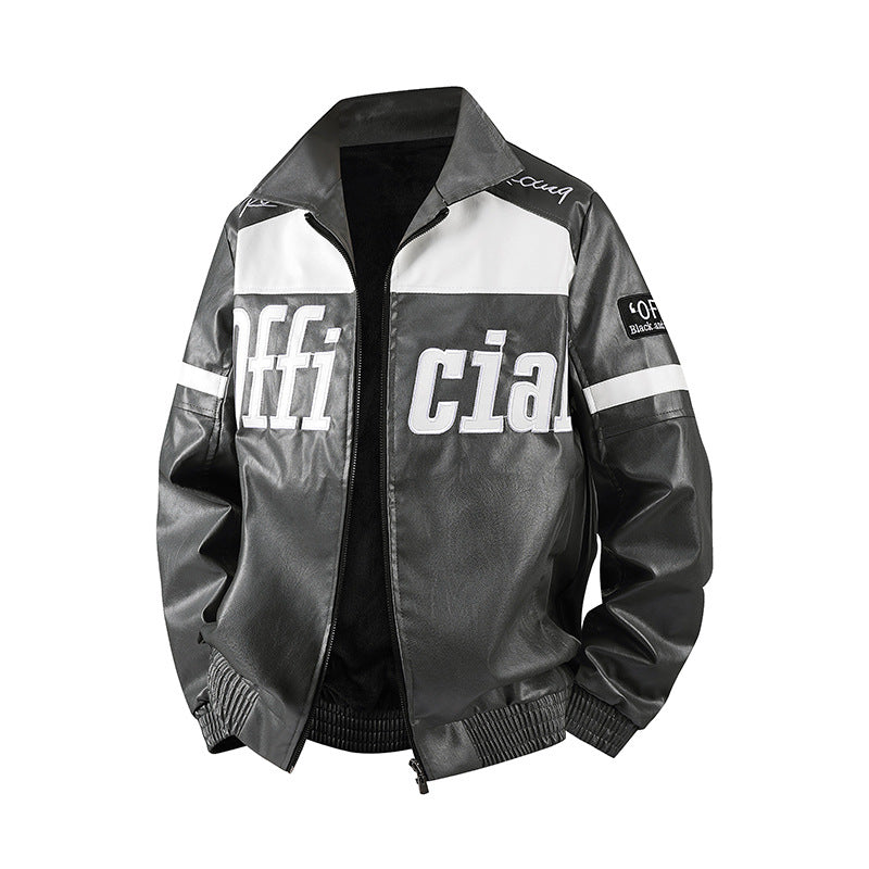 Herren Modische Kunstlederjacke mit Symbol-Design Echo Archiv
