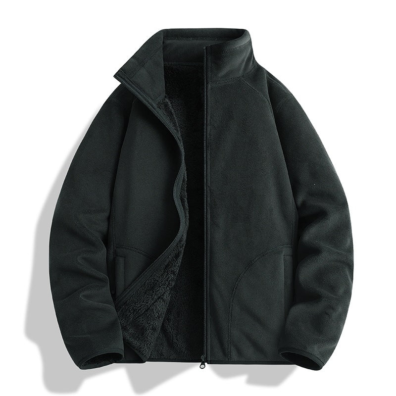 Herren Fleecejacke mit Sherpa‑Teddyfutter, Stehkragen & Zwei‑Wege‑Reißverschluss Echoarchiv