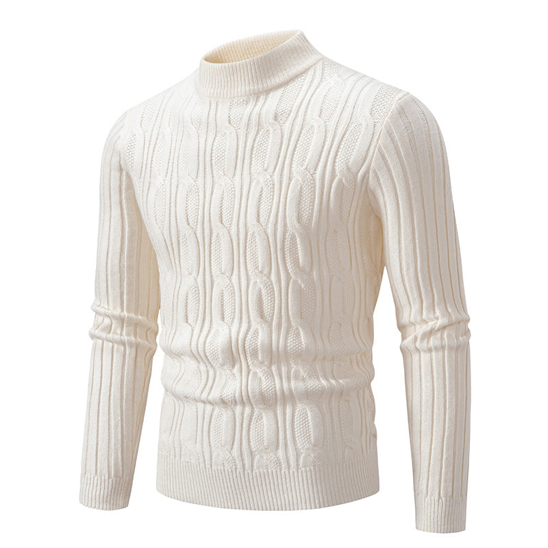 Herren Strickpullover mit magnetischem Zopfmuster und hohem Kragen Echoarchiv