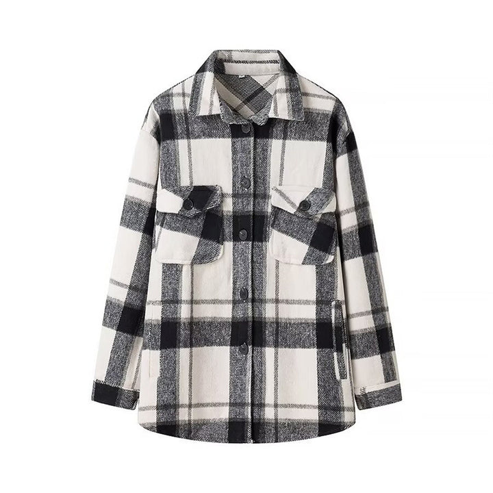 Damen Karo-Übergangs‑Shacket aus weichem Flanell mit aufgesetzten Brusttaschen Echo Archiv
