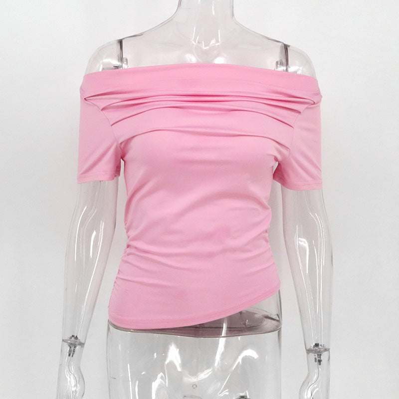 Damen figurbetontes Oberteil mit Off-Shoulder Design und Raffung Echo Archiv
