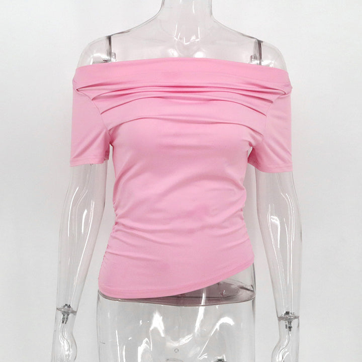 Damen figurbetontes Oberteil mit Off-Shoulder Design und Raffung Echo Archiv