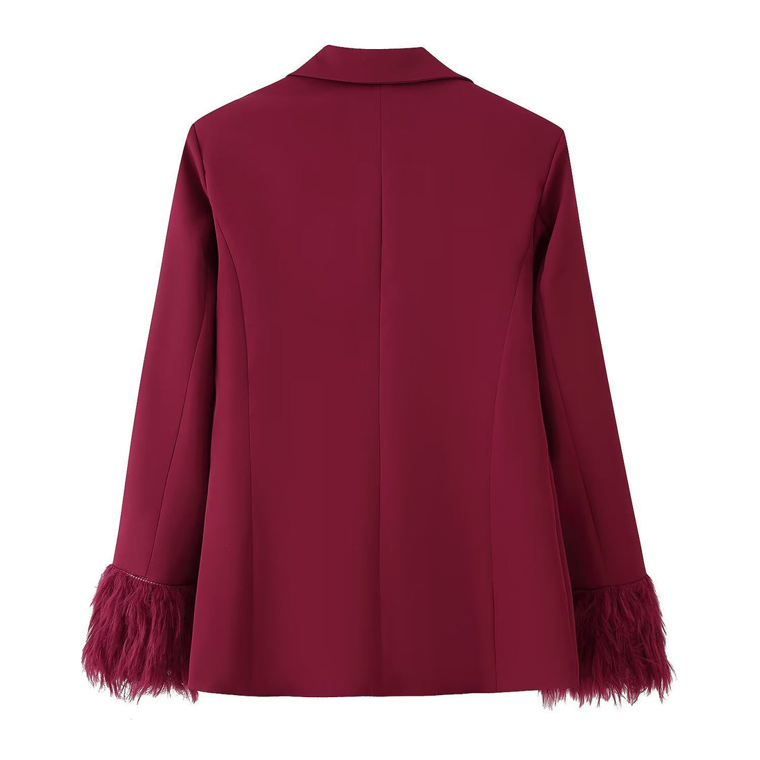 Damen Elegantes Zweiteiliges Blazer‑ und Weitbein‑Hosen‑Ensemble mit Federbesatz an den Ärmeln Echo Archiv