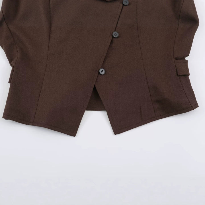 Damen Asymmetrische Wickeljacke mit dekorativer Knopfleiste und überschnittenen Schultern Echo Archiv