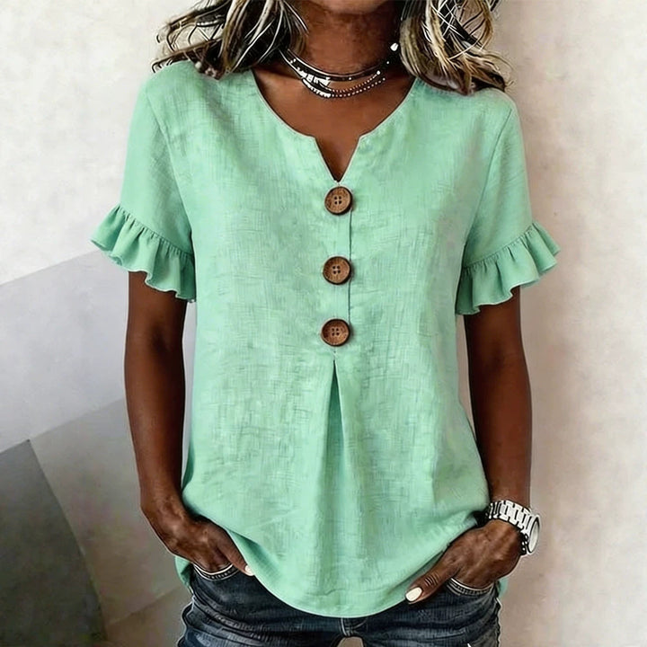 Damen Bluse mit Rüschendetails und Holzknöpfen Echo Archiv